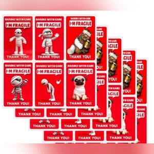 I'm Fragile Red Shipping Stickers In Mummies And Animals - 60 Total Stickers.